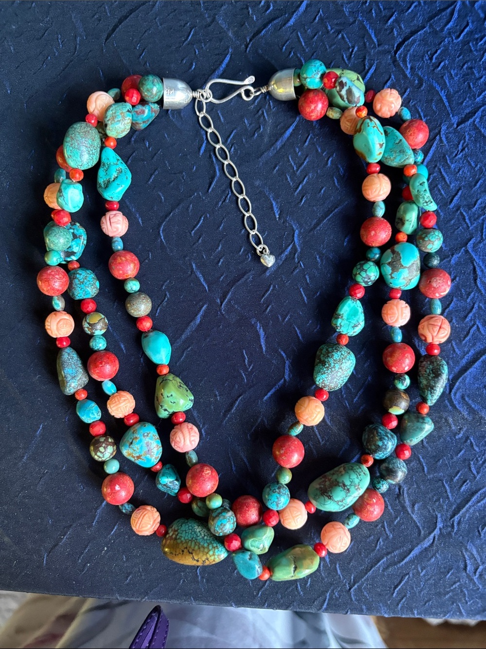 Jay King DTR 3-Strand Turquoise & Coral Necklace